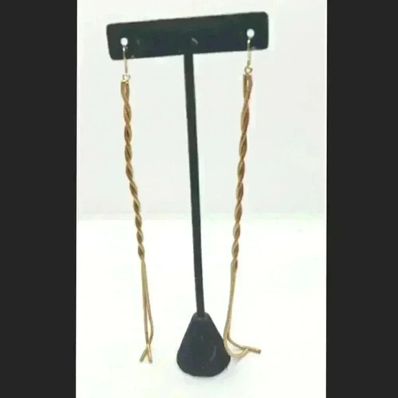 Vintage Earrings 1980s 12k Gold Filled Twisted Rope Snake Chain Super Long - Picture 1 of 8